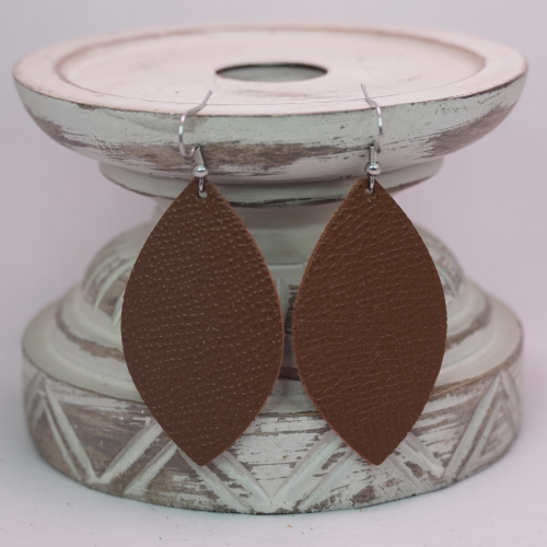 Leather Flat Leaf Earring