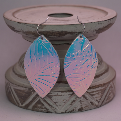 Leather Flat Leaf Earring