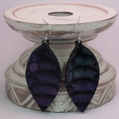 Leather Pinched Leaf Earring
