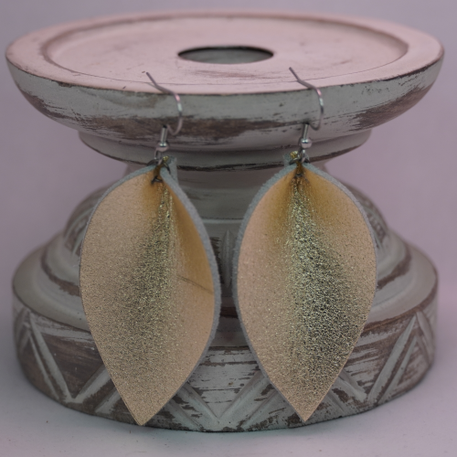 Leather Pinched Leaf Earring
