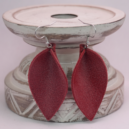 Leather Pinched Leaf Earring