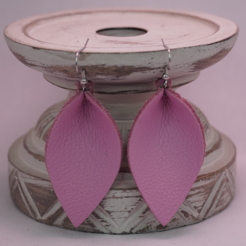 Leather Pinched Leaf Earring