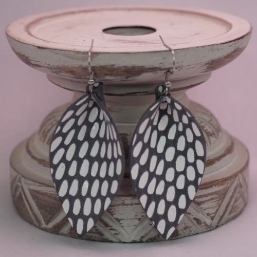 Leather Pinched Leaf Earring